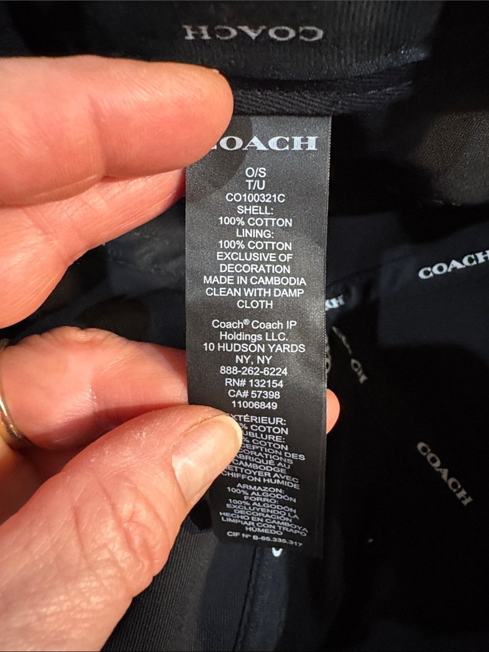 Coach Black Embroidered Logo Baseball Cap - Picture 3 of 8
